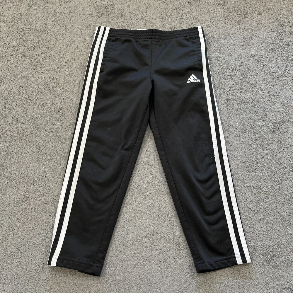 adidas Black White Athletic Track Pants Sweatpants Polyester Kids Size 5